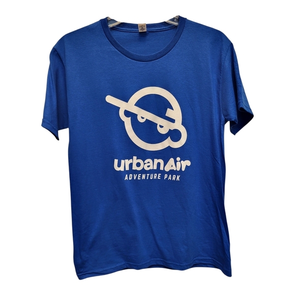 Kids Urban Air Adventure Park Blue and White Short Sleeve Tee - Size L - Picture 1 of 3
